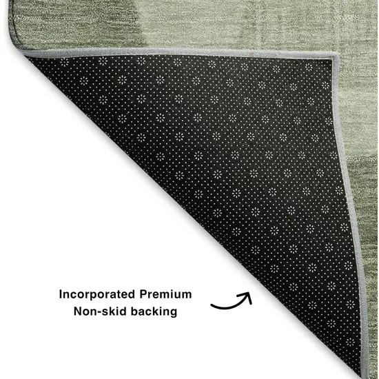 8' Artichoke Green And Gray Geometric Washable Round Rug With UV Protection Photo 5