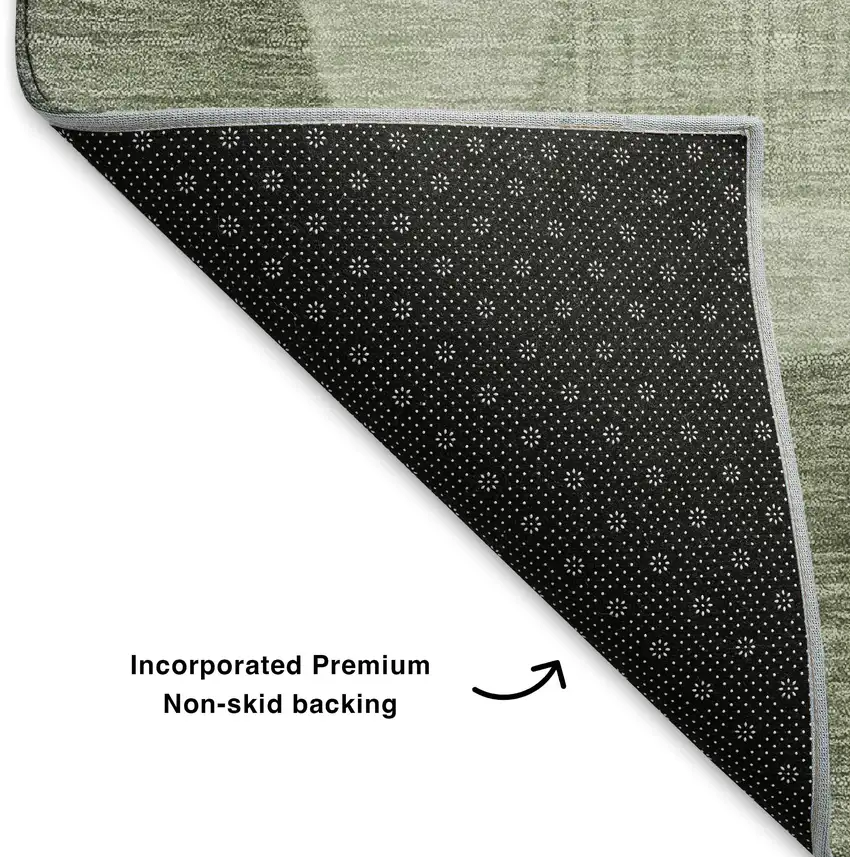 8' Artichoke Green And Gray Geometric Washable Round Rug With UV Protection Photo 5