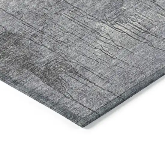 8' Artichoke Green And Gray Round Abstract Washable Indoor Outdoor Area Rug Photo 7