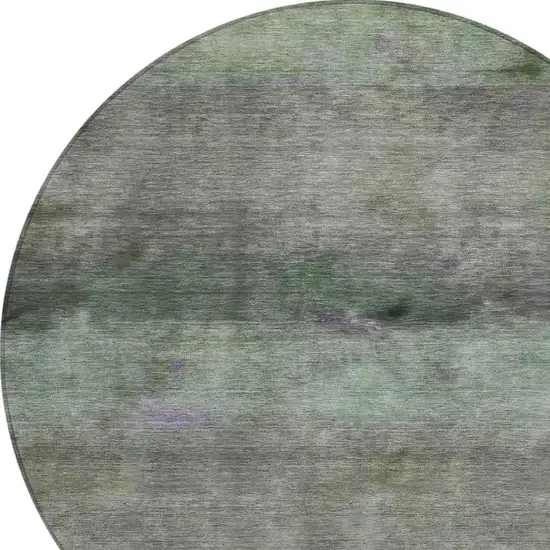 8' Artichoke Green And Gray Round Abstract Washable Indoor Outdoor Area Rug Photo 7