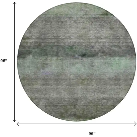 8' Artichoke Green And Gray Round Abstract Washable Indoor Outdoor Area Rug Photo 3