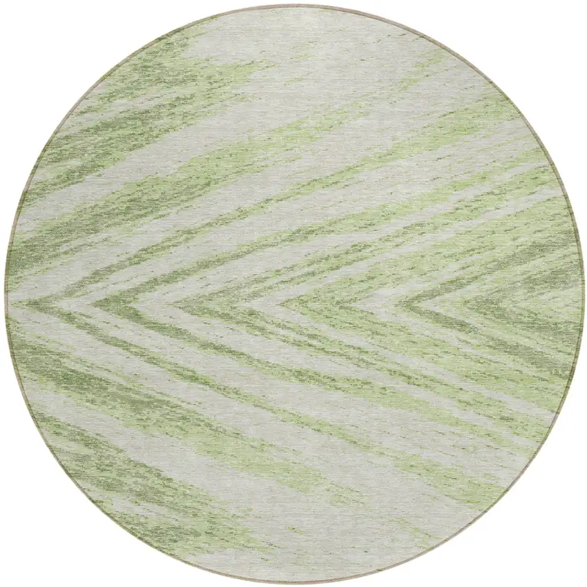 8' Artichoke Green And Gray Round Abstract Washable Indoor Outdoor Area Rug Photo 2