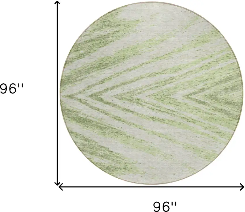 8' Artichoke Green And Gray Round Abstract Washable Indoor Outdoor Area Rug Photo 3