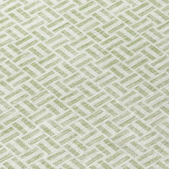 8' Artichoke Green And Gray Round Geometric Washable Indoor Outdoor Area Rug Photo 8