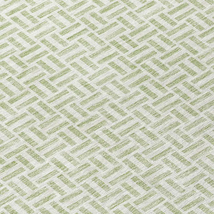 8' Artichoke Green And Gray Round Geometric Washable Indoor Outdoor Area Rug Photo 8