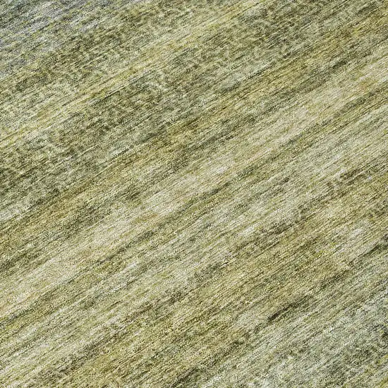 8' Artichoke Green And Gray Round Striped Washable Indoor Outdoor Area Rug Photo 8