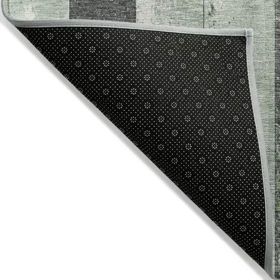 8' Artichoke Green And Gray Round Striped Washable Indoor Outdoor Area Rug Photo 9