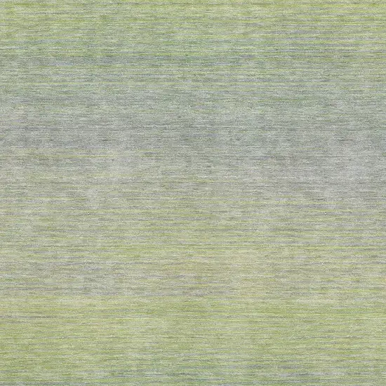 8' Artichoke Green And Gray Striped Washable Area Rug With UV Protection Photo 2