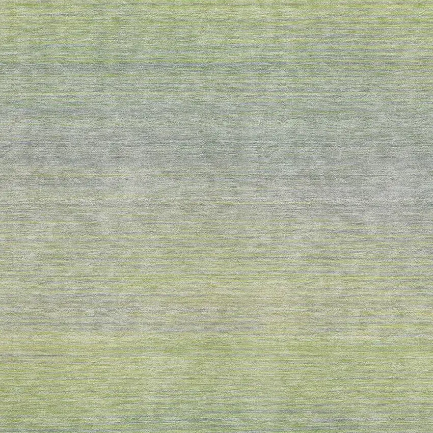 8' Artichoke Green And Gray Striped Washable Area Rug With UV Protection Photo 2