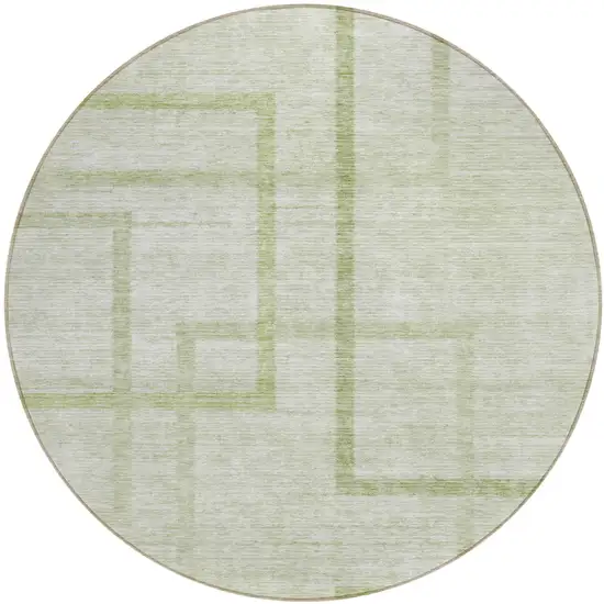 8' Artichoke Green And Green Round Geometric Washable Indoor Outdoor Area Rug Photo 2