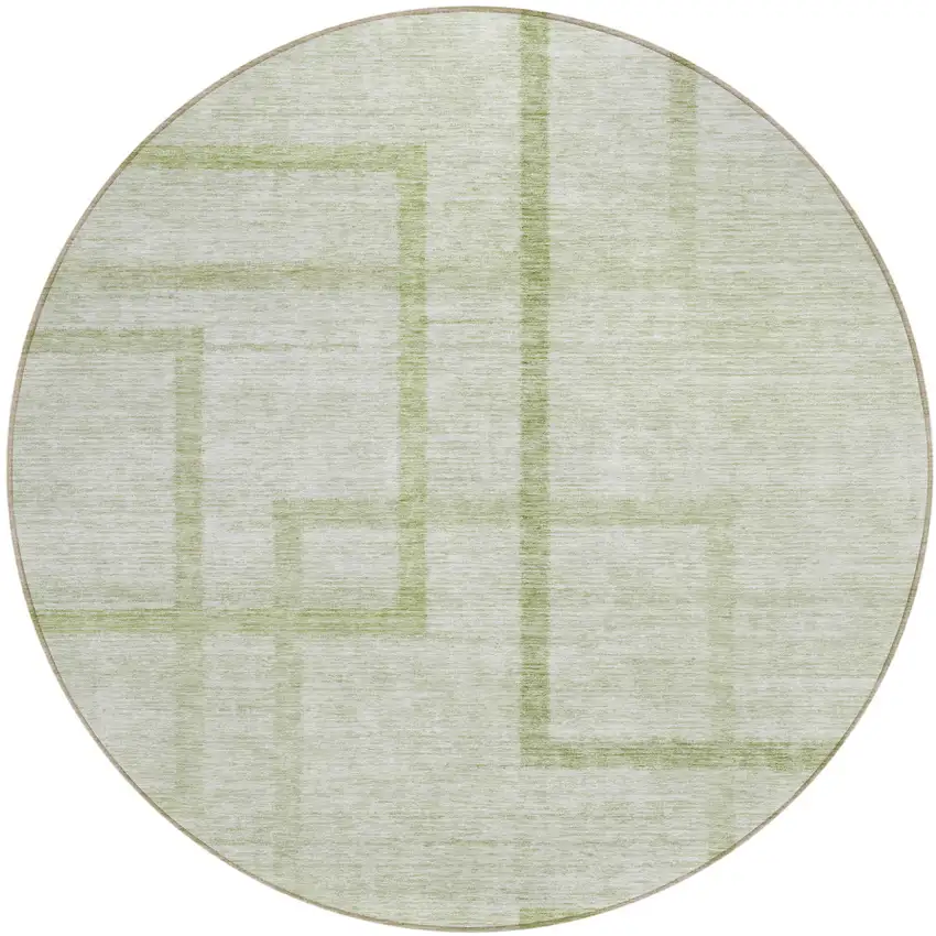 8' Artichoke Green And Green Round Geometric Washable Indoor Outdoor Area Rug Photo 2