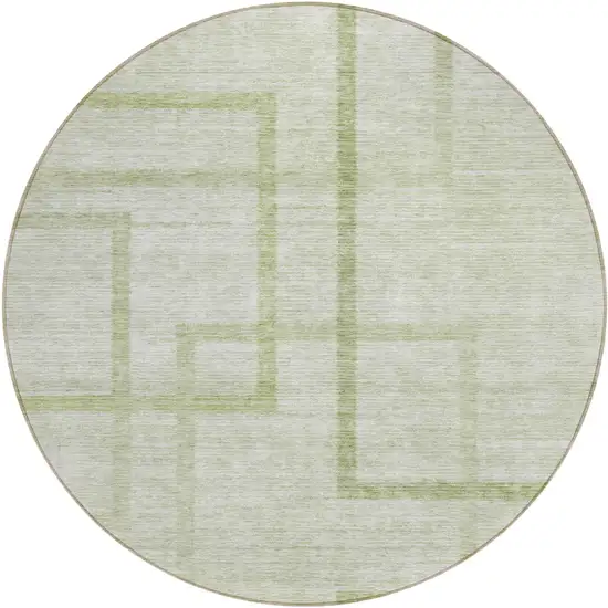 8' Artichoke Green And Green Round Geometric Washable Indoor Outdoor Area Rug Photo 2