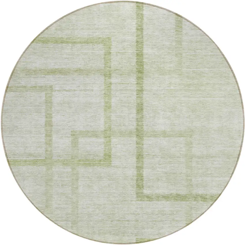 8' Artichoke Green And Green Round Geometric Washable Indoor Outdoor Area Rug Photo 2