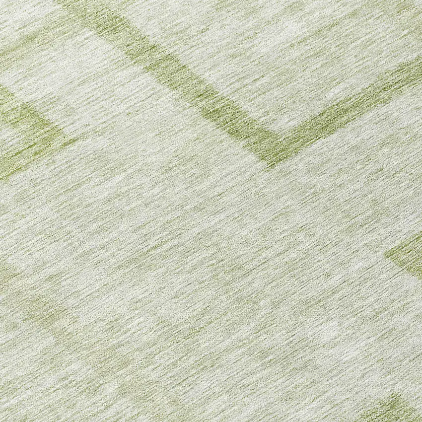 8' Artichoke Green And Green Round Geometric Washable Indoor Outdoor Area Rug Photo 7