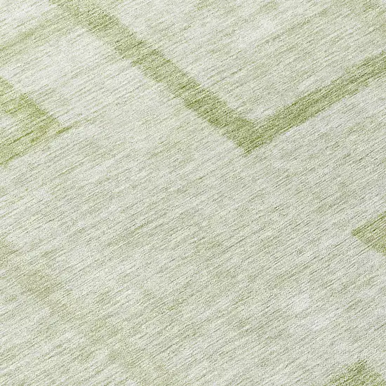 8' Artichoke Green And Green Round Geometric Washable Indoor Outdoor Area Rug Photo 7