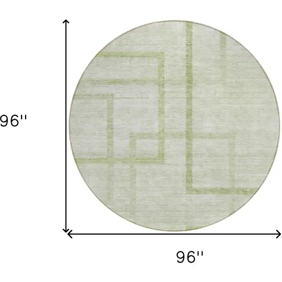 8' Artichoke Green And Green Round Geometric Washable Indoor Outdoor Area Rug Photo 3