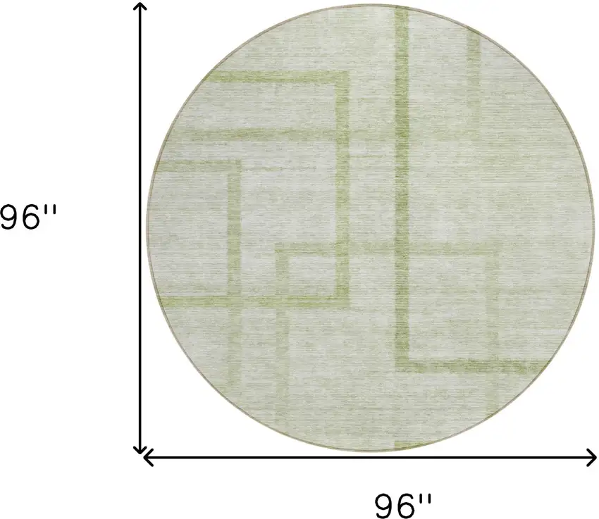 8' Artichoke Green And Green Round Geometric Washable Indoor Outdoor Area Rug Photo 3