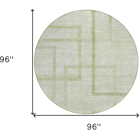 8' Artichoke Green And Green Round Geometric Washable Indoor Outdoor Area Rug Photo 3