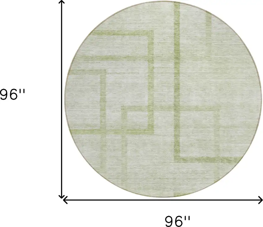 8' Artichoke Green And Green Round Geometric Washable Indoor Outdoor Area Rug Photo 3