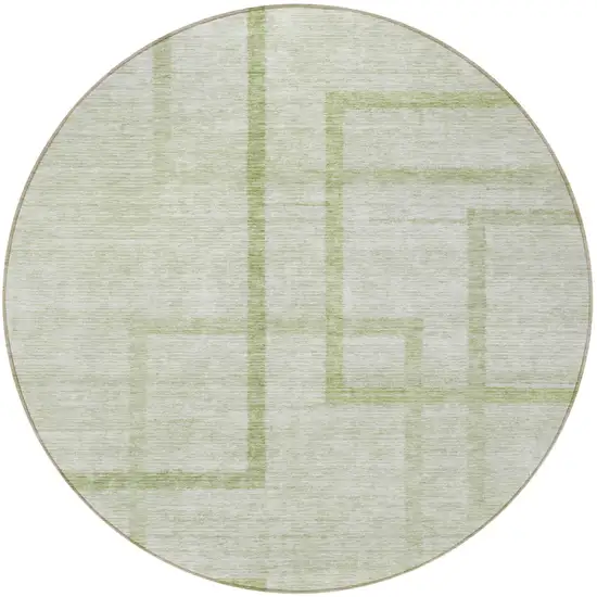 8' Artichoke Green And Green Round Geometric Washable Indoor Outdoor Area Rug Photo 4