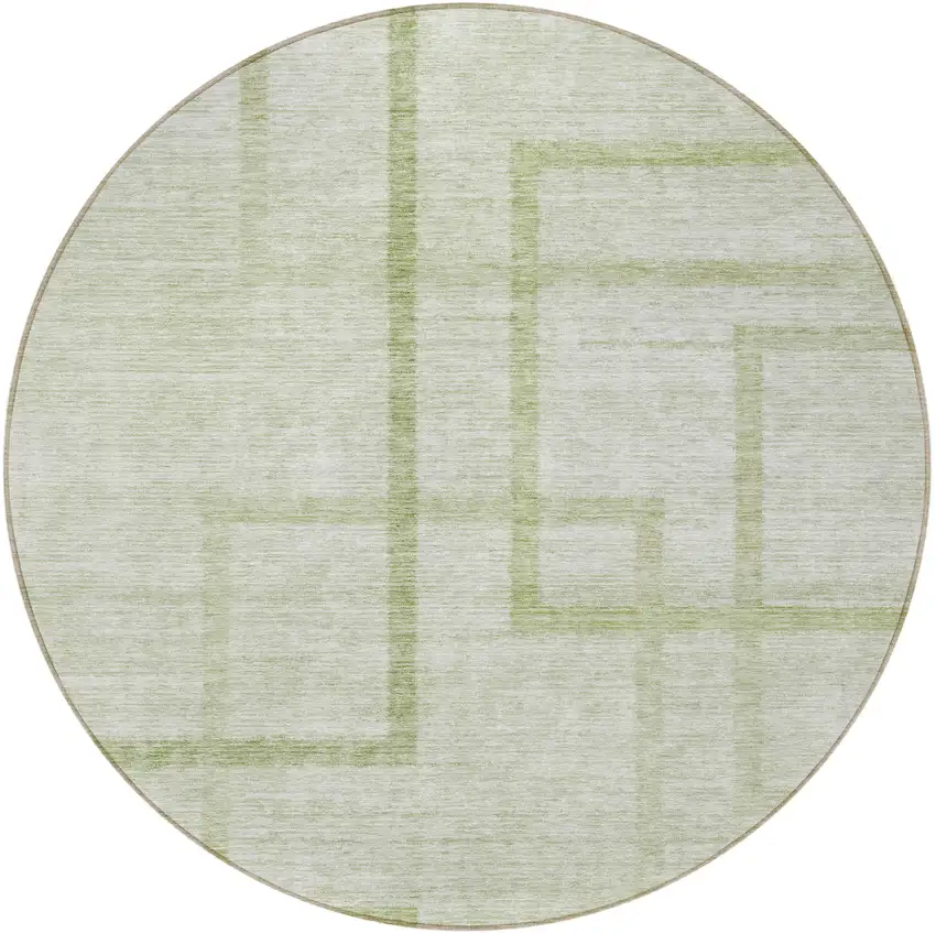 8' Artichoke Green And Green Round Geometric Washable Indoor Outdoor Area Rug Photo 4