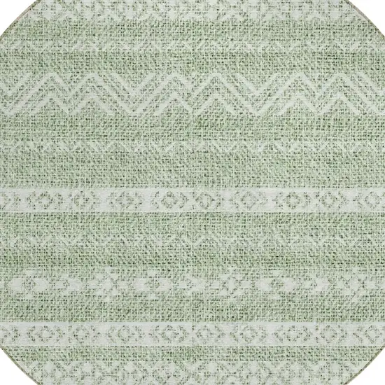 8' Artichoke Green And Green Round Southwestern Washable Indoor Outdoor Area Rug Photo 4