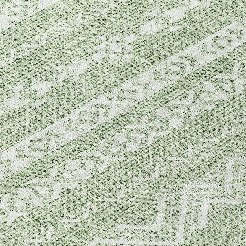 8' Artichoke Green And Green Round Southwestern Washable Indoor Outdoor Area Rug Photo 8