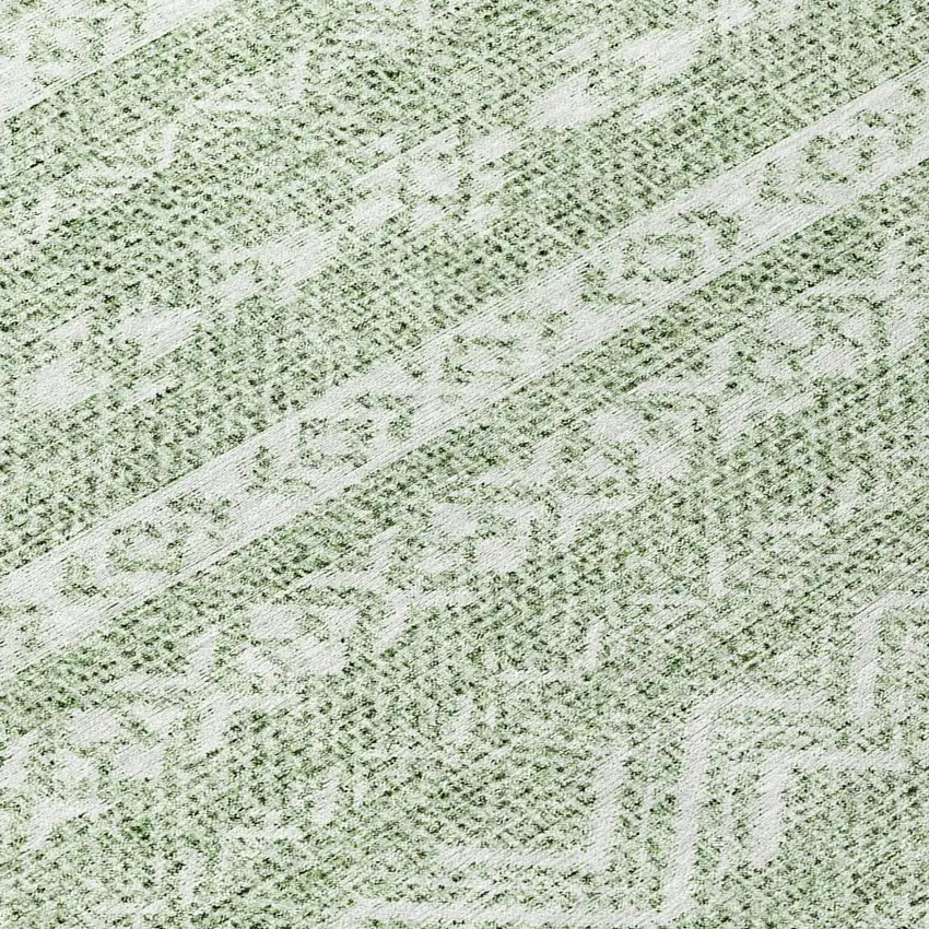 8' Artichoke Green And Green Round Southwestern Washable Indoor Outdoor Area Rug Photo 8