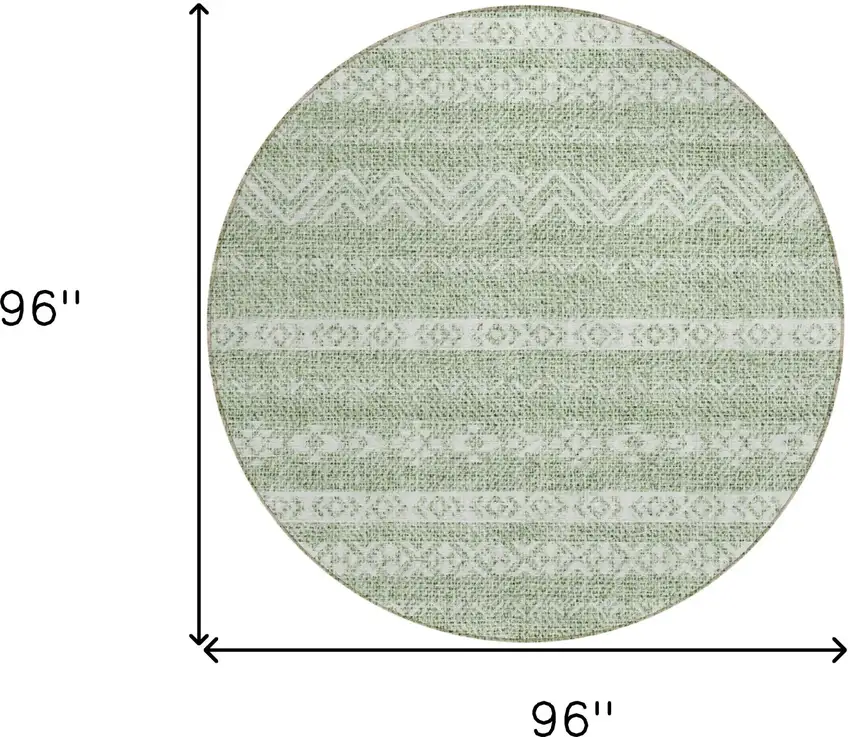 8' Artichoke Green And Green Round Southwestern Washable Indoor Outdoor Area Rug Photo 3