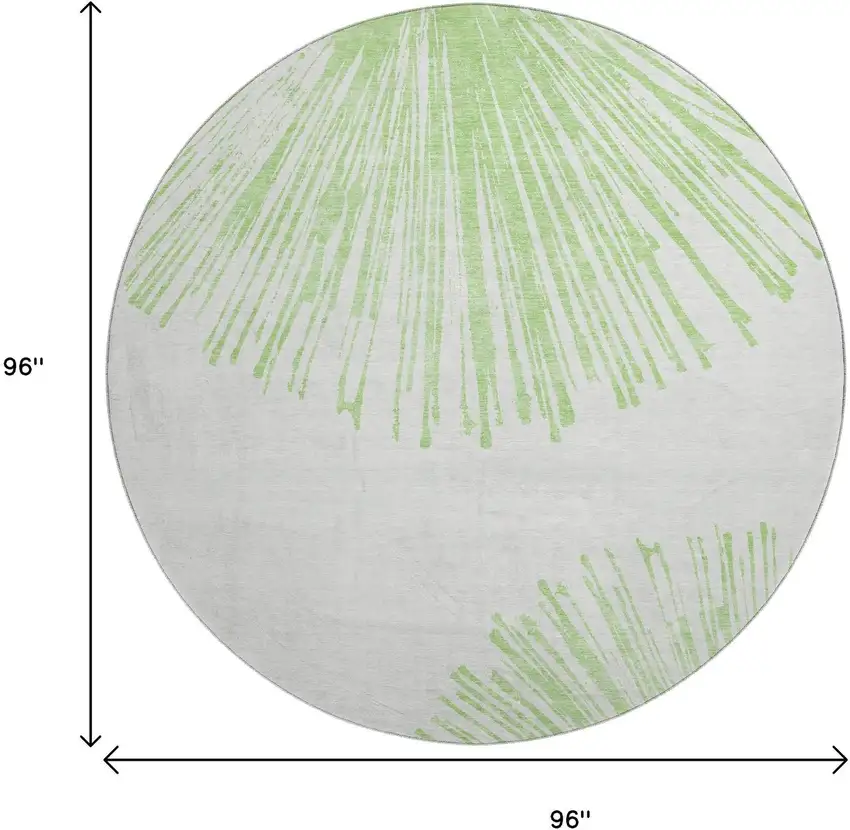 8' Artichoke Green And Ivory Abstract Washable Round Rug With UV Protection Photo 9