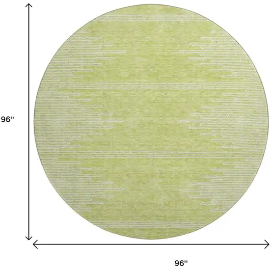 8' Artichoke Green And Ivory Abstract Washable Round Rug With UV Protection Photo 3