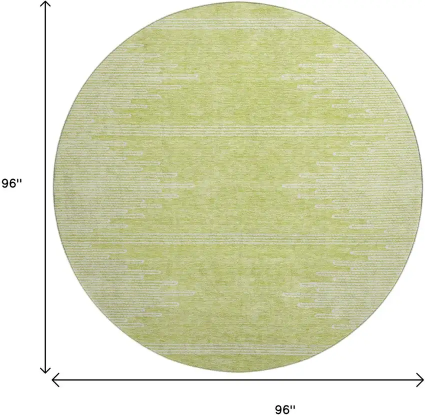 8' Artichoke Green And Ivory Abstract Washable Round Rug With UV Protection Photo 3