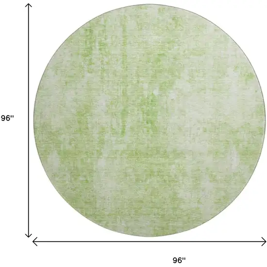 8' Artichoke Green And Ivory Abstract Washable Round Rug With UV Protection Photo 9