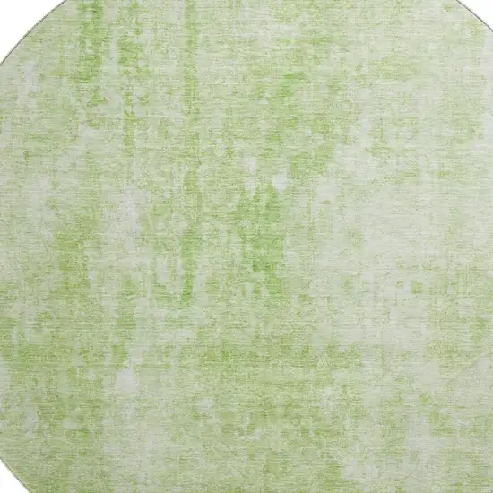8' Artichoke Green And Ivory Abstract Washable Round Rug With UV Protection Photo 2