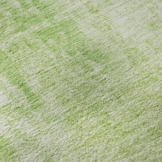 8' Artichoke Green And Ivory Abstract Washable Round Rug With UV Protection Photo 8