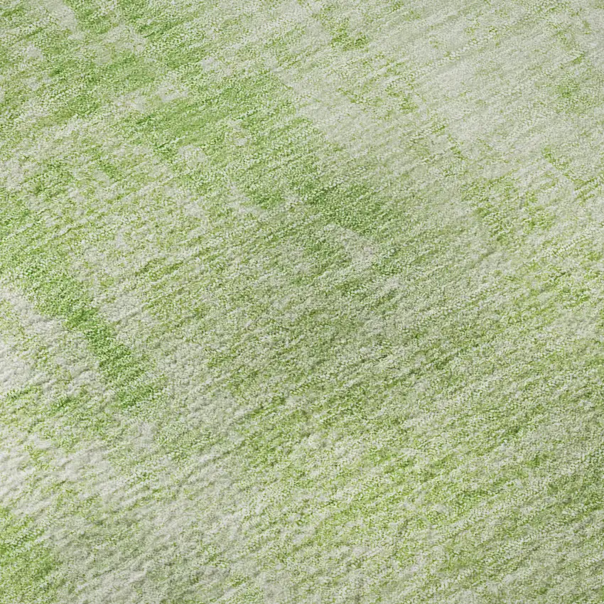 8' Artichoke Green And Ivory Abstract Washable Round Rug With UV Protection Photo 8