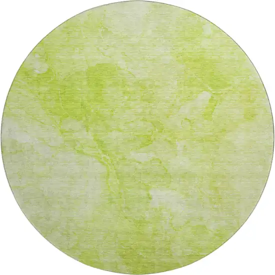 8' Artichoke Green And Ivory Abstract Washable Round Rug With UV Protection Photo 1