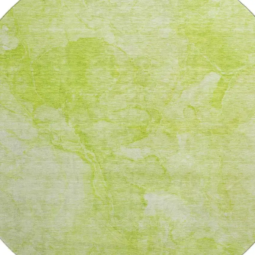 8' Artichoke Green And Ivory Abstract Washable Round Rug With UV Protection Photo 4