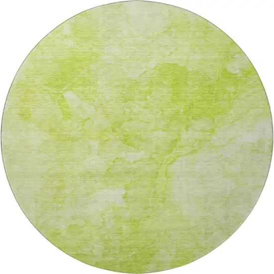 8' Artichoke Green And Ivory Abstract Washable Round Rug With UV Protection Photo 3