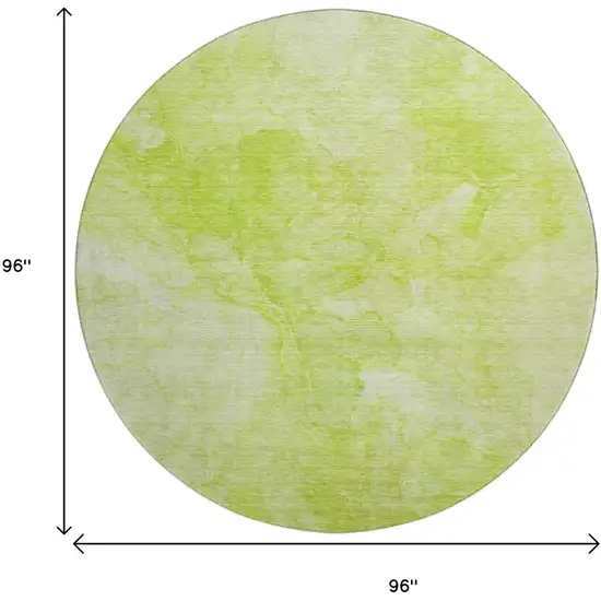8' Artichoke Green And Ivory Abstract Washable Round Rug With UV Protection Photo 6