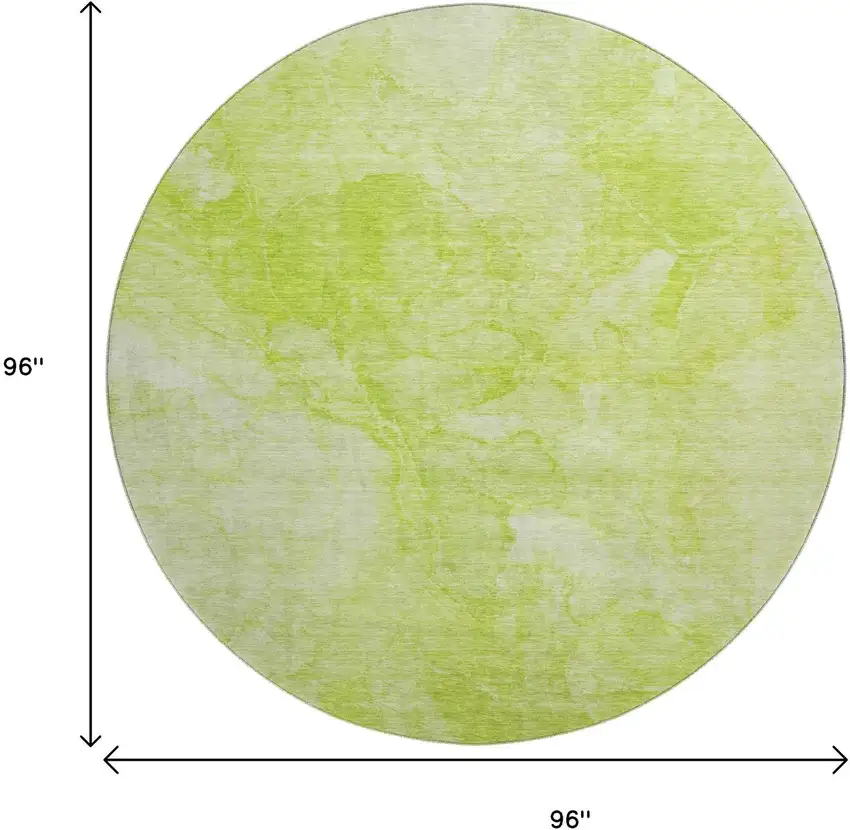 8' Artichoke Green And Ivory Abstract Washable Round Rug With UV Protection Photo 6