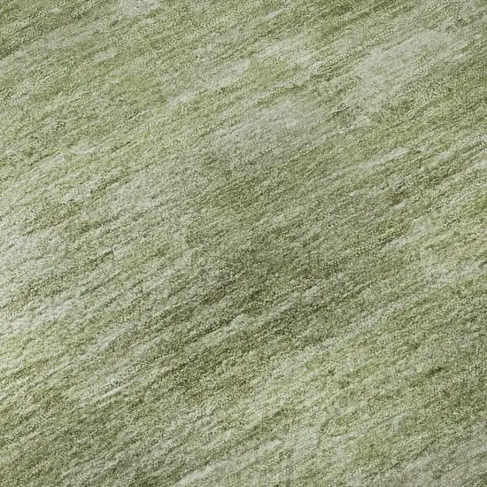 8' Artichoke Green And Ivory Abstract Washable Round Rug With UV Protection Photo 9