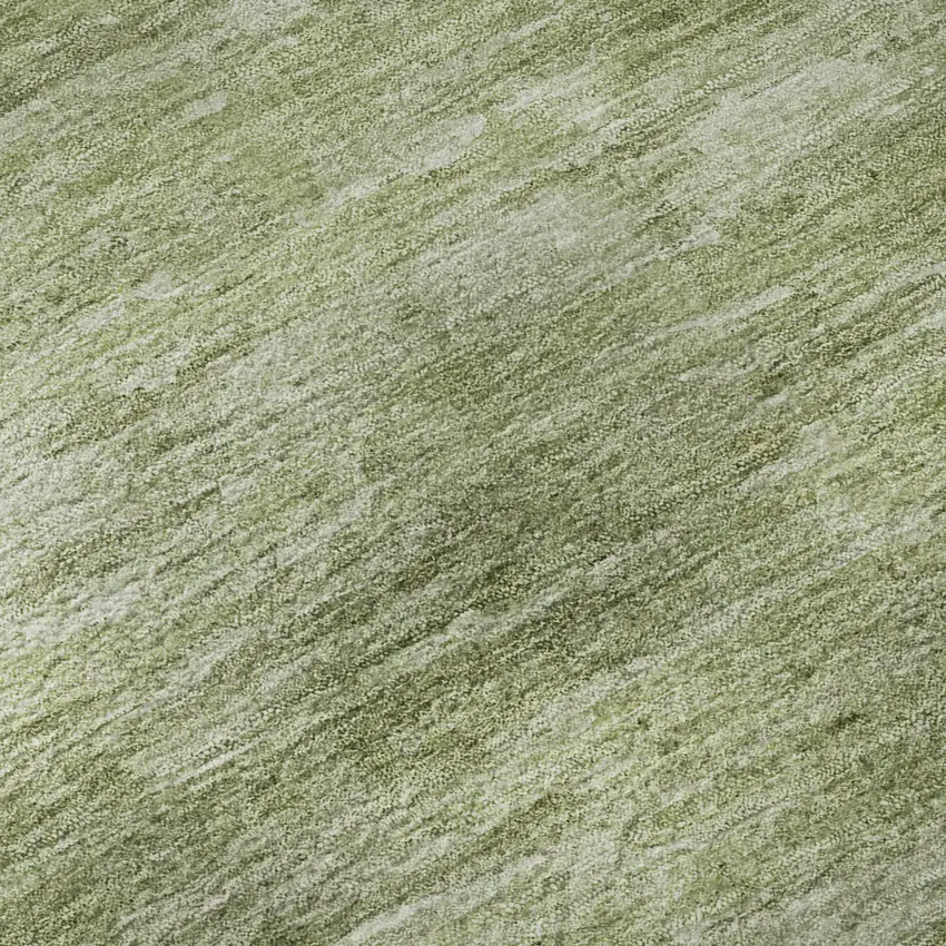 8' Artichoke Green And Ivory Abstract Washable Round Rug With UV Protection Photo 9