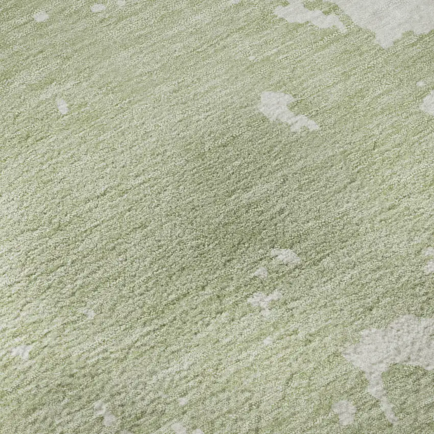 8' Artichoke Green And Ivory Abstract Washable Round Rug With UV Protection Photo 8