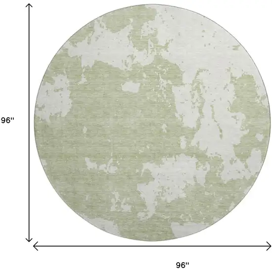 8' Artichoke Green And Ivory Abstract Washable Round Rug With UV Protection Photo 9