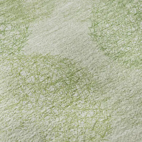 8' Artichoke Green And Ivory Abstract Washable Round Rug With UV Protection Photo 7