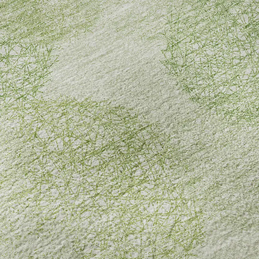 8' Artichoke Green And Ivory Abstract Washable Round Rug With UV Protection Photo 7