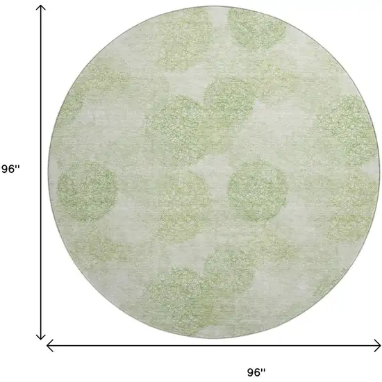 8' Artichoke Green And Ivory Abstract Washable Round Rug With UV Protection Photo 8