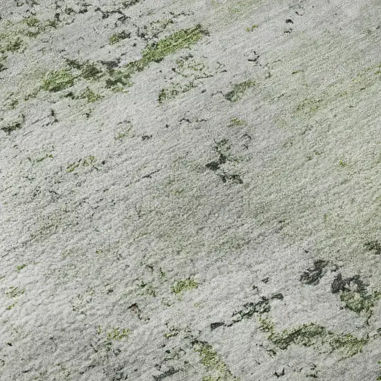 8' Artichoke Green And Ivory Abstract Washable Round Rug With UV Protection Photo 8