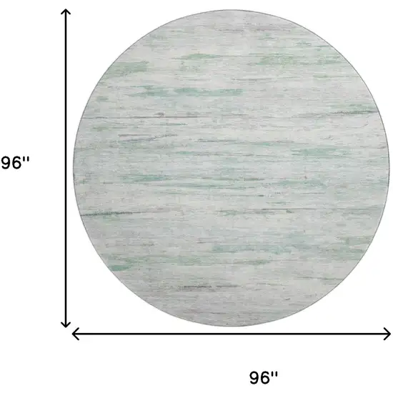 8' Artichoke Green And Ivory Abstract Washable Round Rug With UV Protection Photo 9